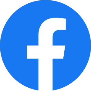 Facebook logo in white lowercase f on blue circular background.